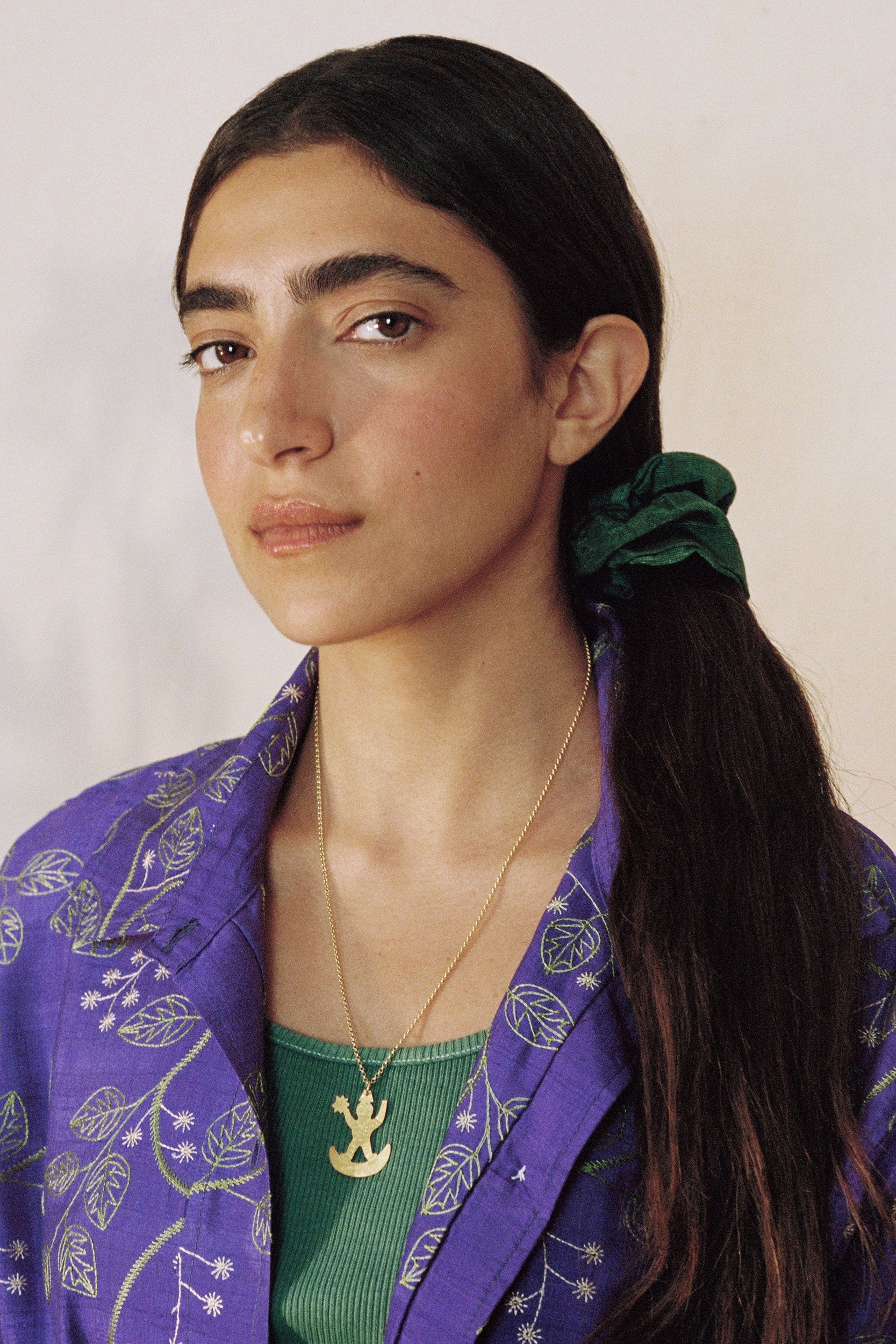 Green silk scrunchie