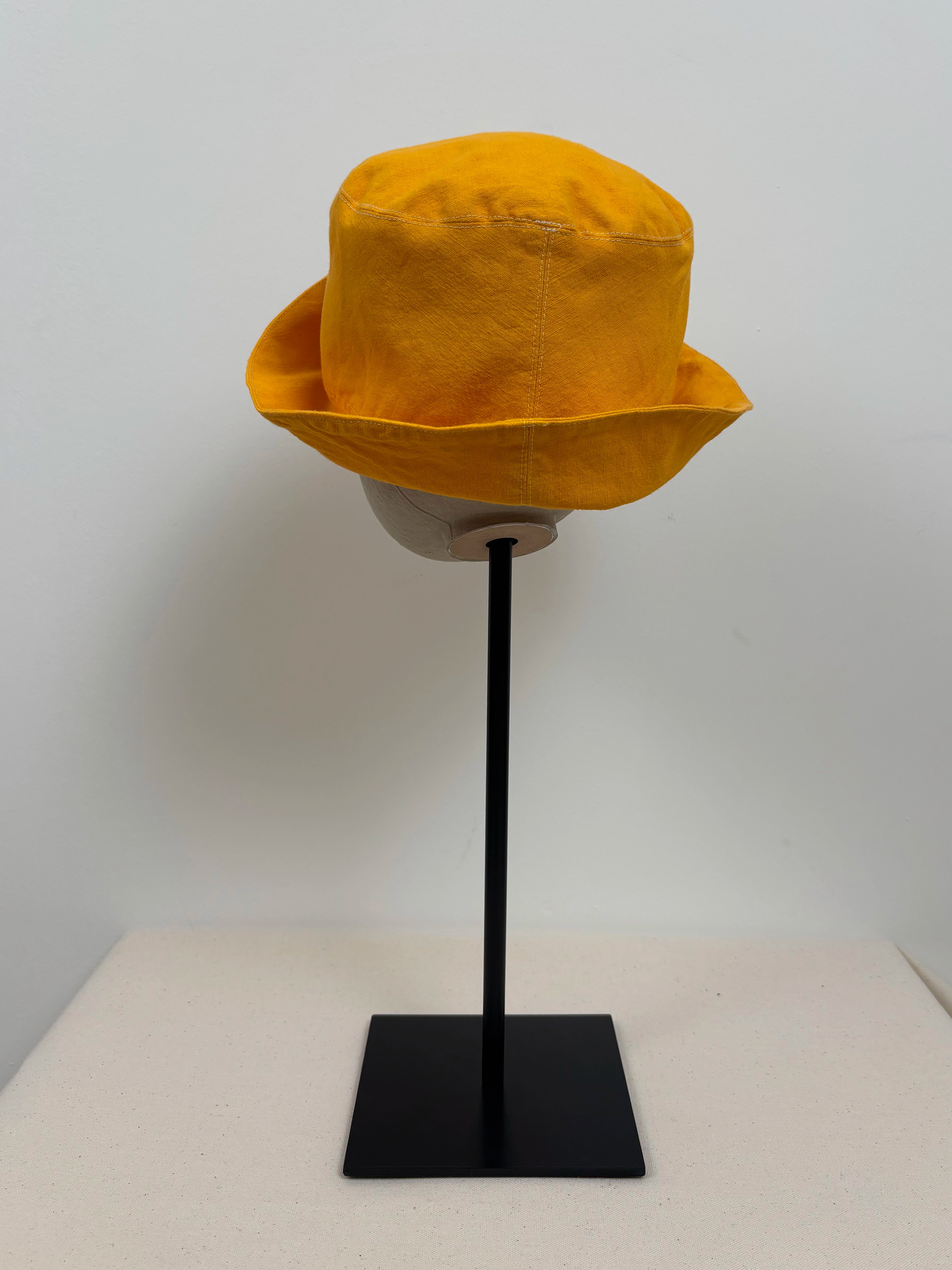 Vibrant yellow dyed wide-brimmed hat