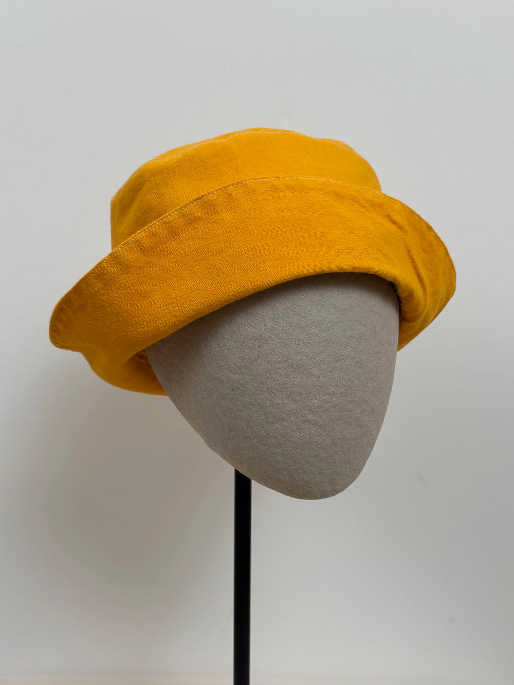 Vibrant yellow dyed wide-brimmed hat