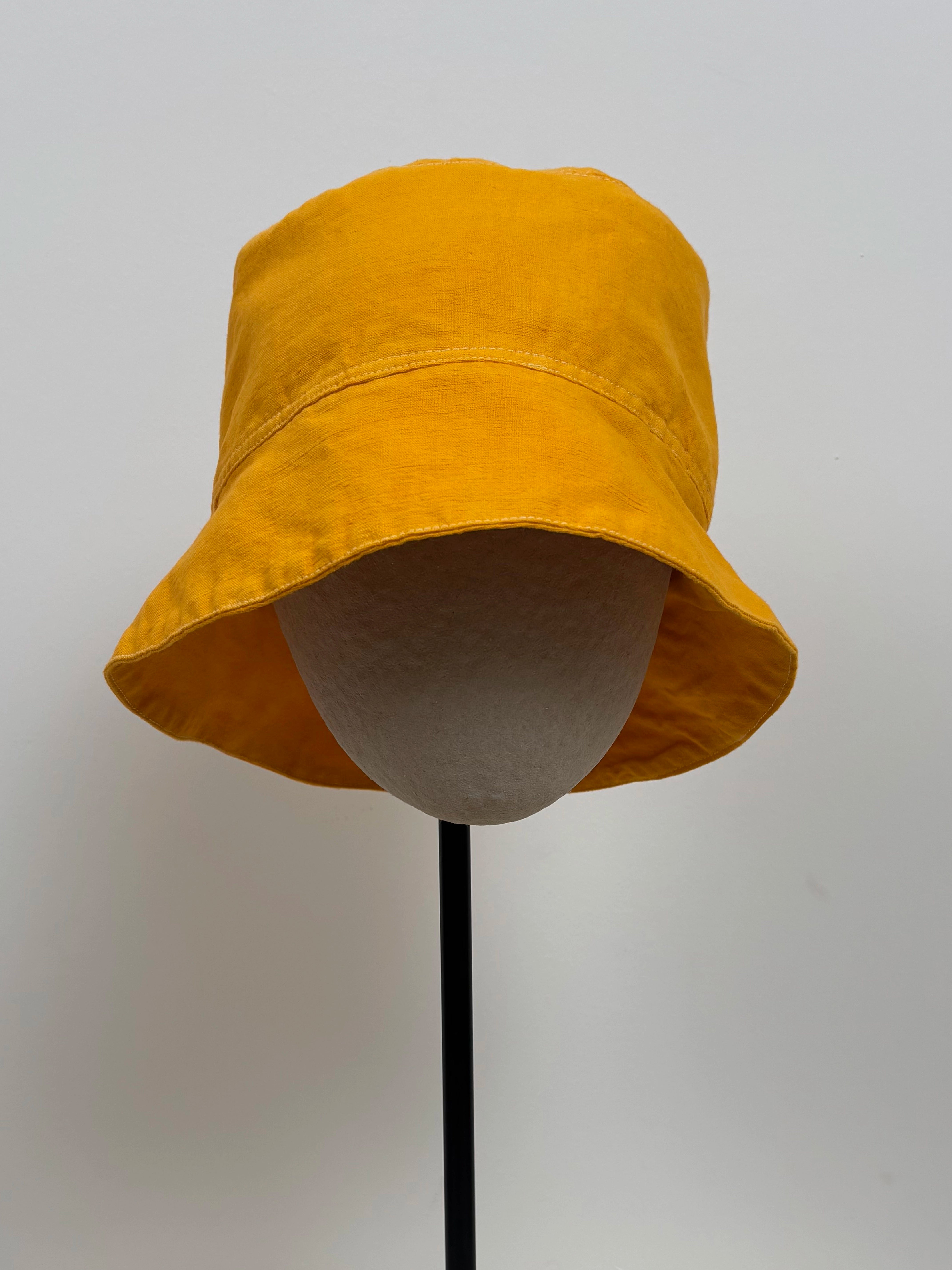 Vibrant yellow dyed wide-brimmed hat
