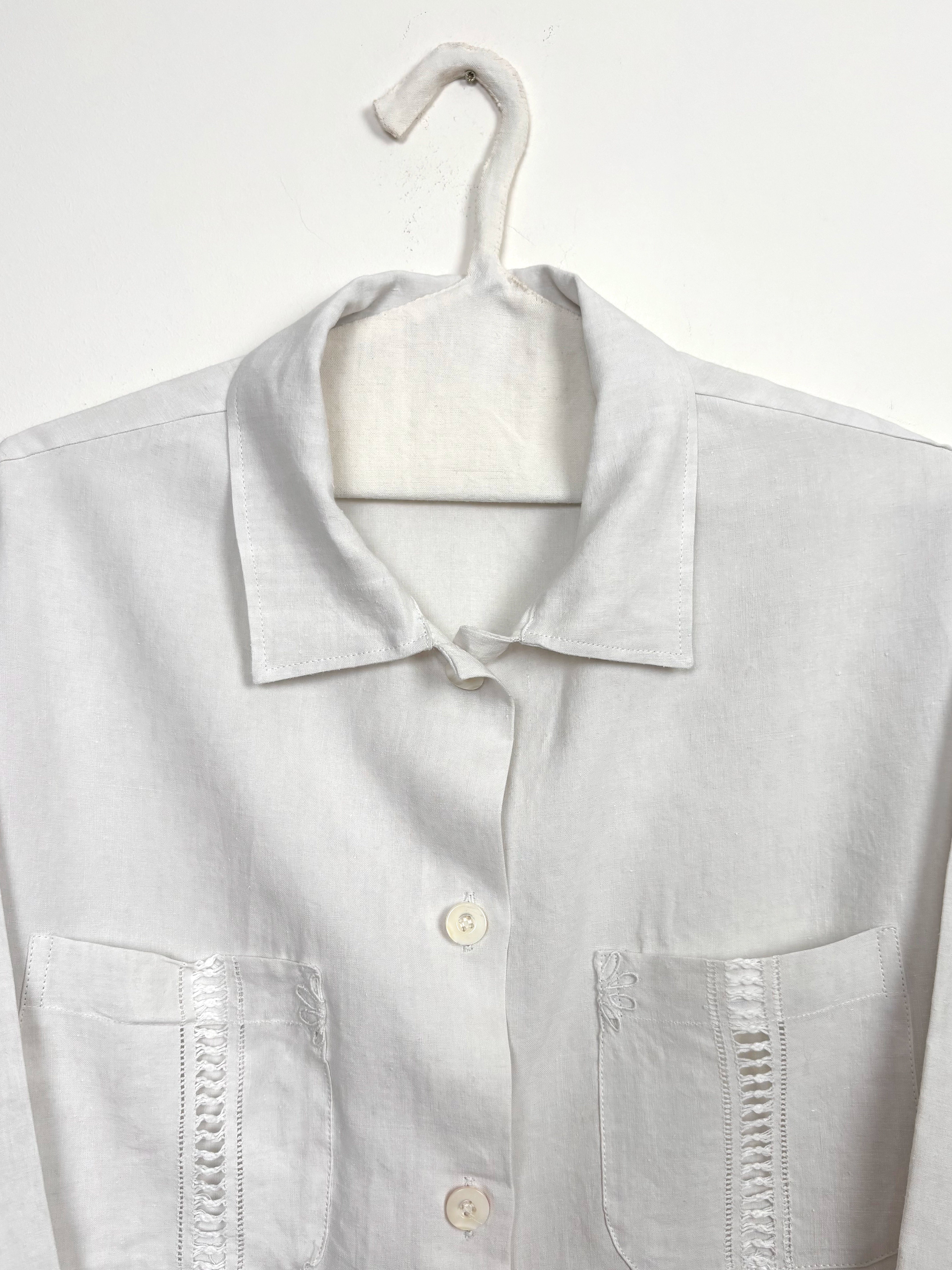 Hemstitch & flowers perforated long shirt