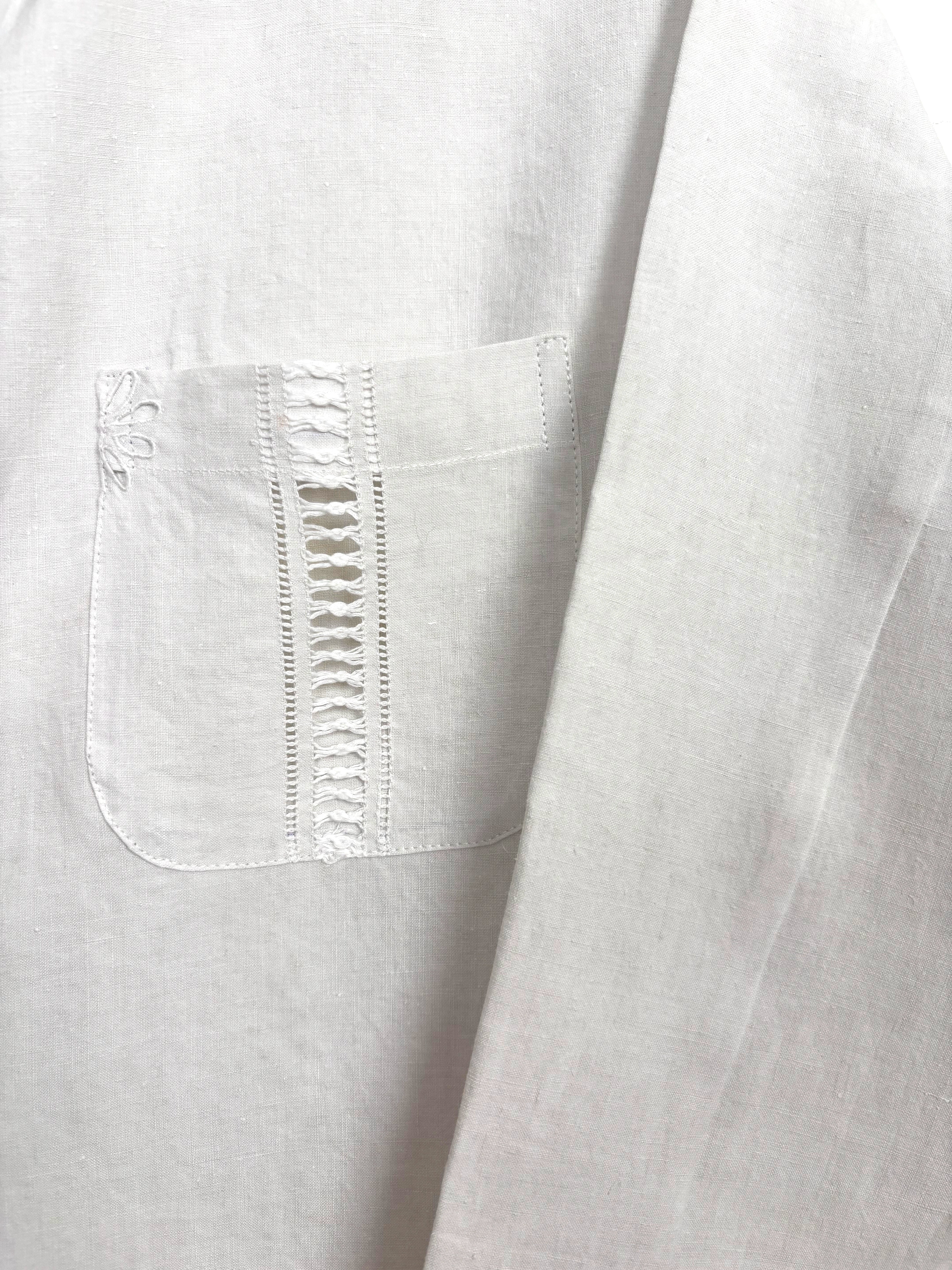 Hemstitch & flowers perforated long shirt
