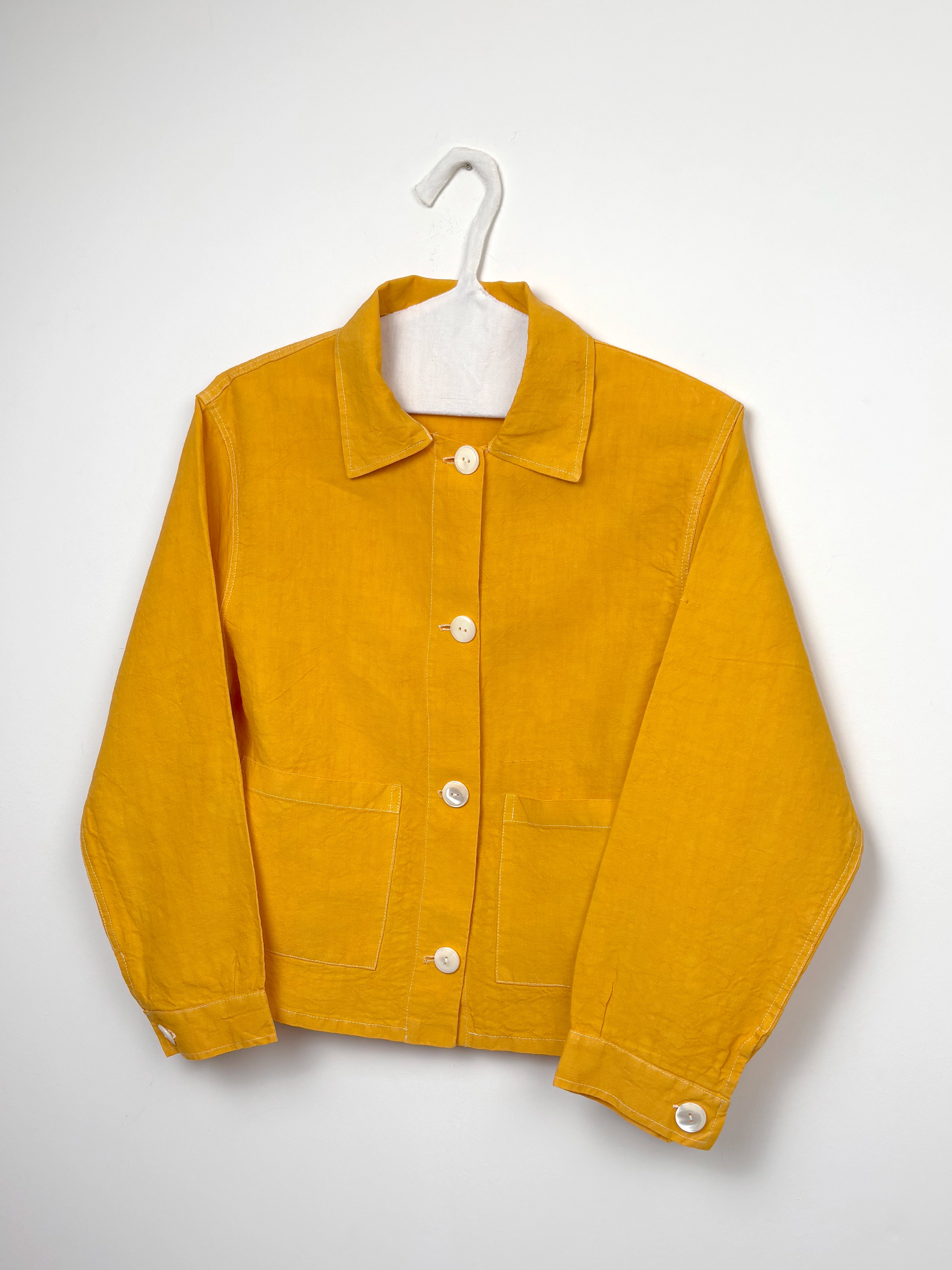 Yellow dyed short unlined jacket