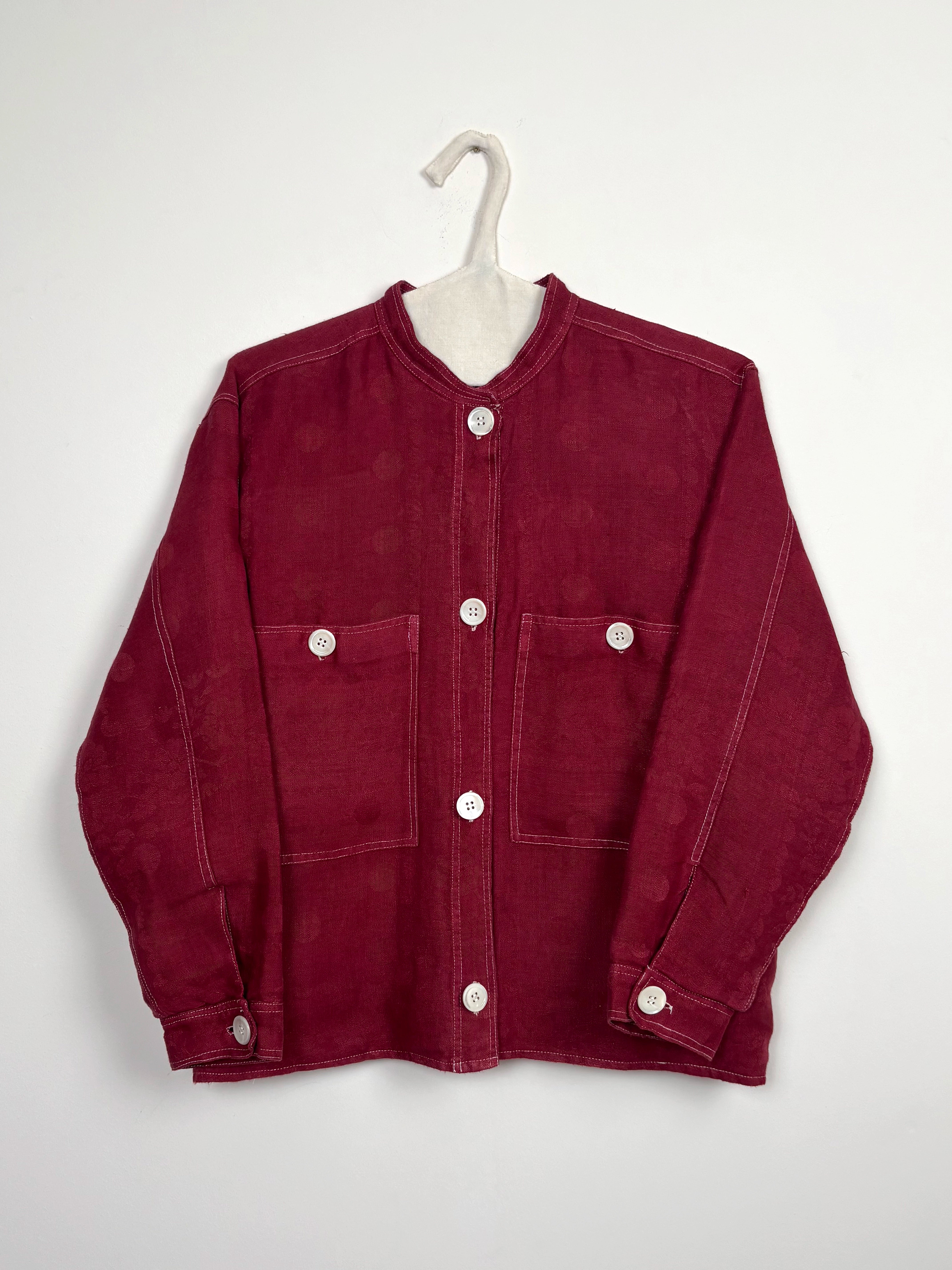 Maroon dyed mao collar jacket
