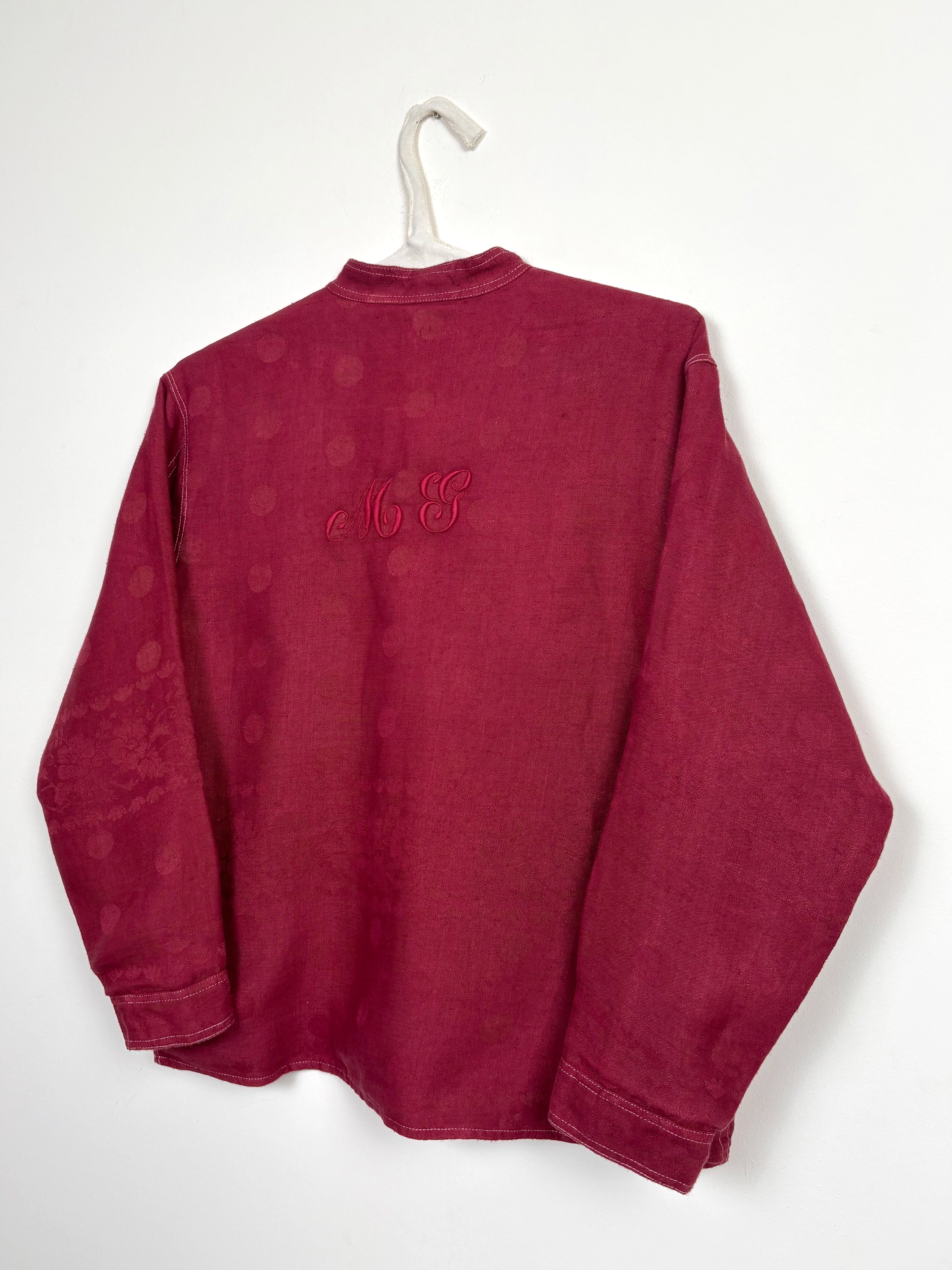 Maroon dyed mao collar jacket