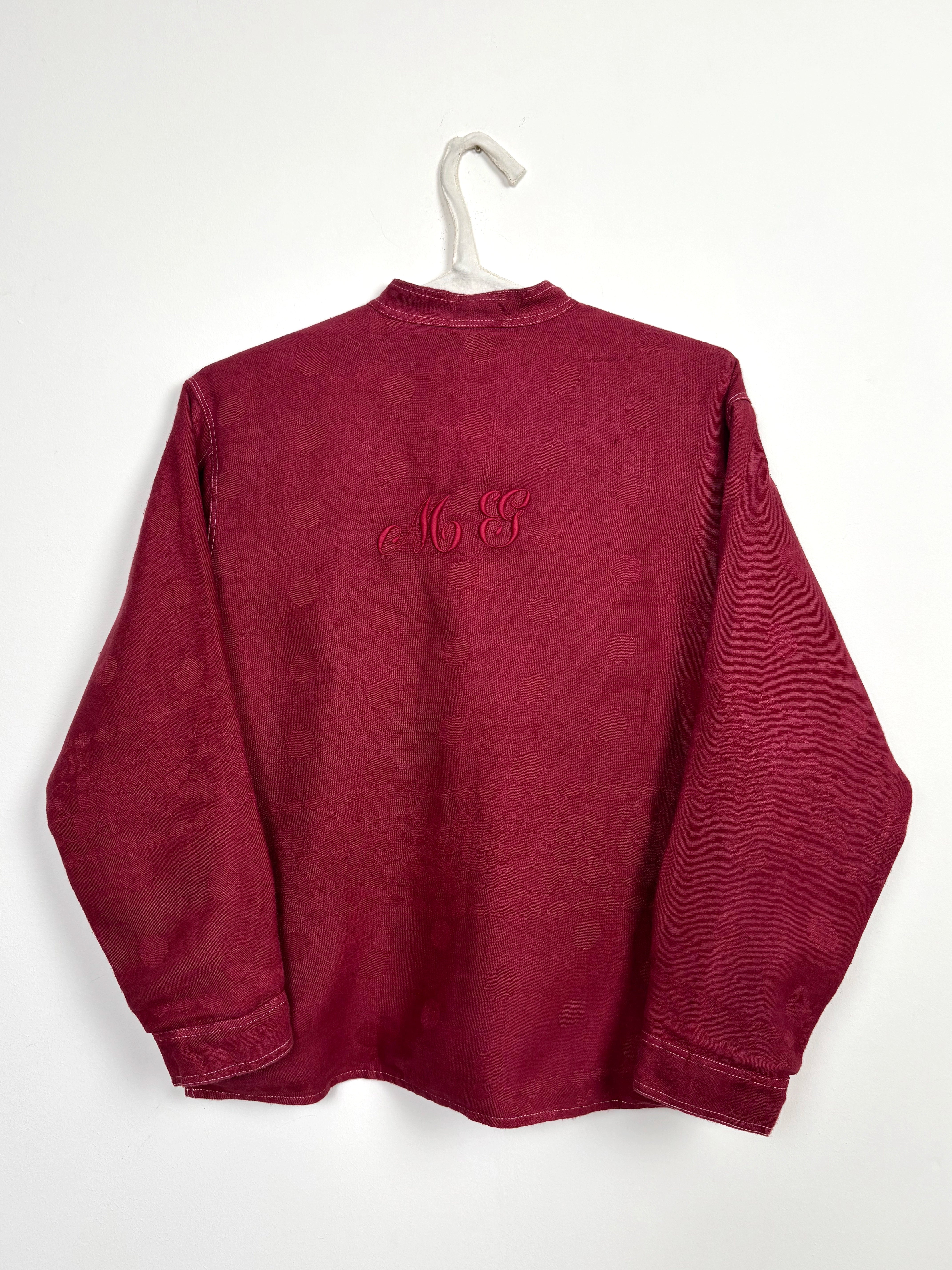 Maroon dyed mao collar jacket