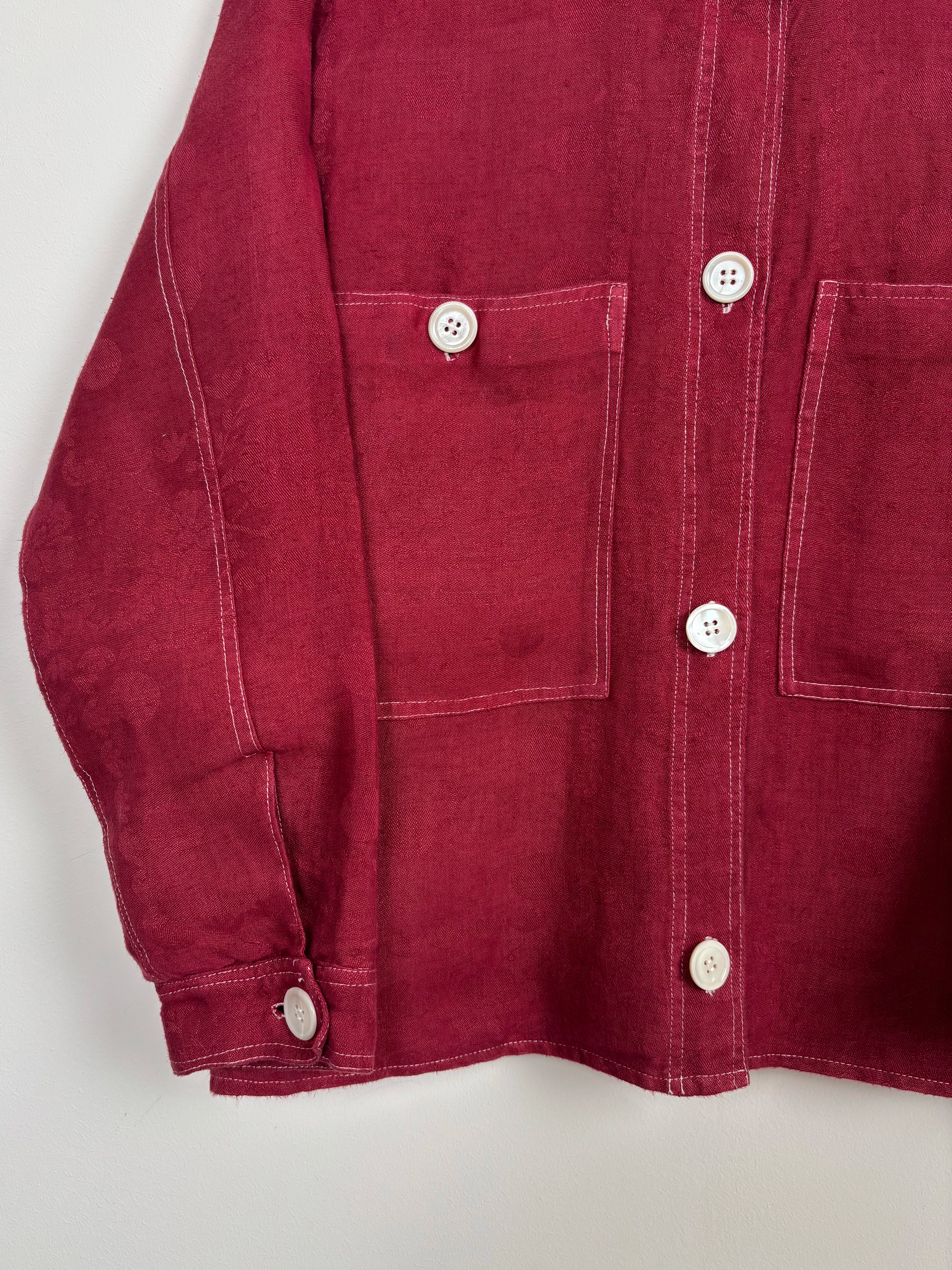 Maroon dyed mao collar jacket