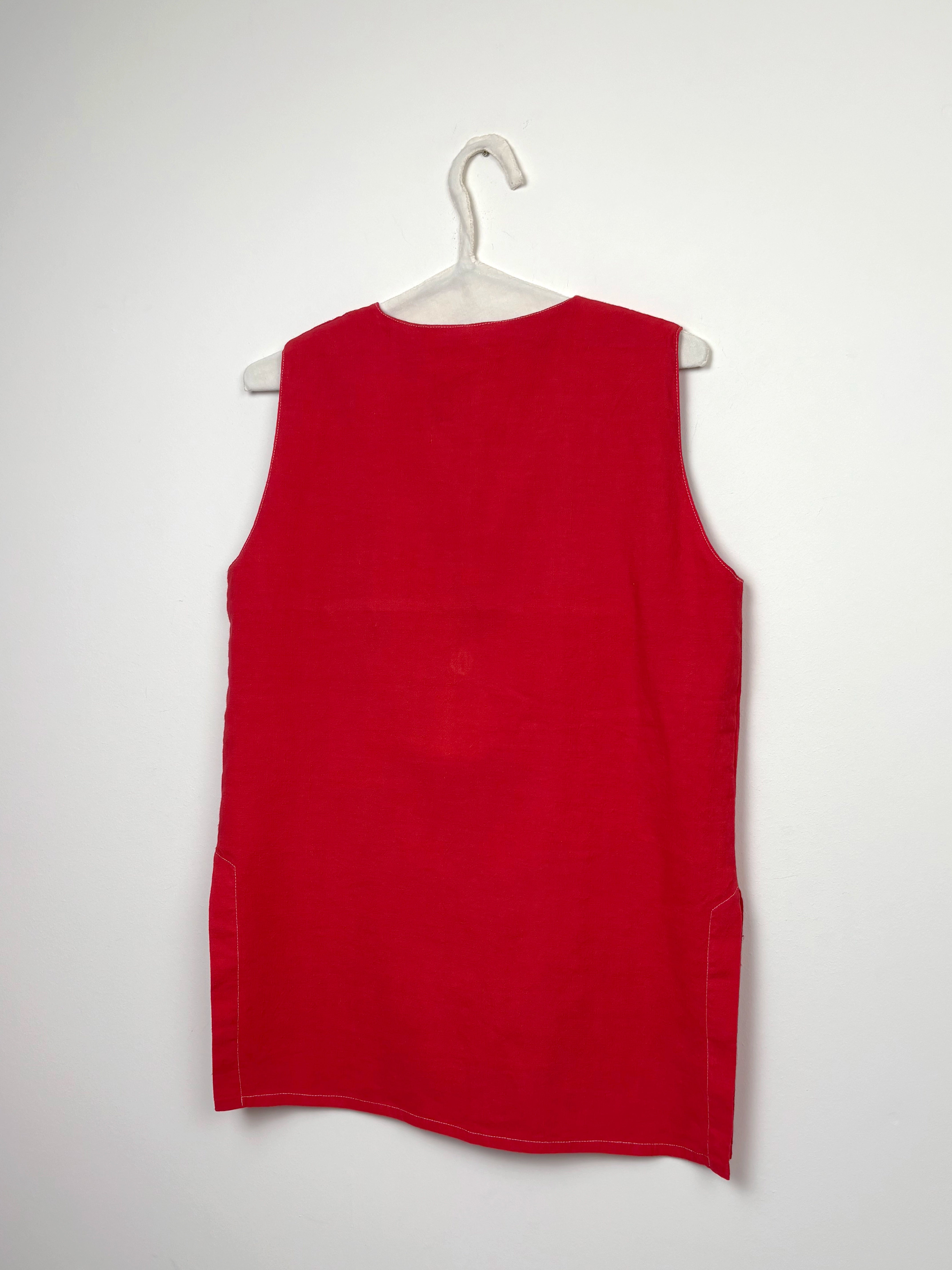 Red dyed long vest