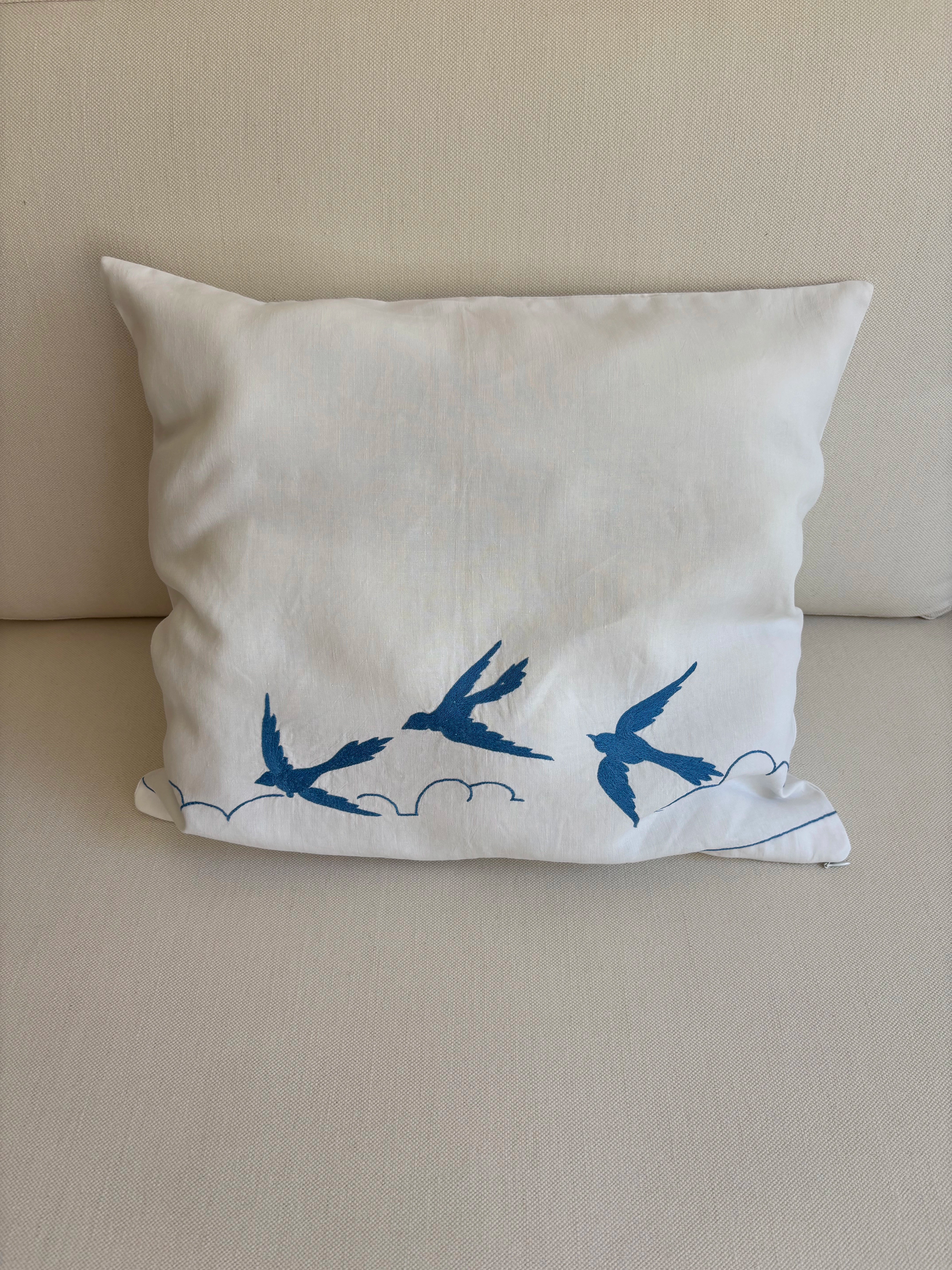 Blue swallows pillowcase