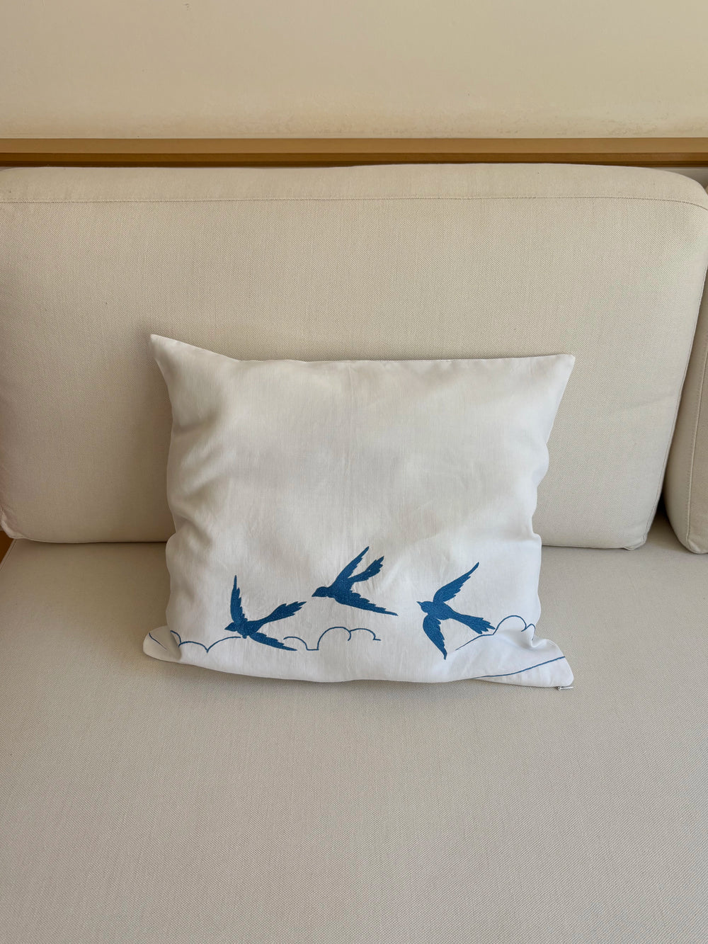 Blue swallows pillowcase