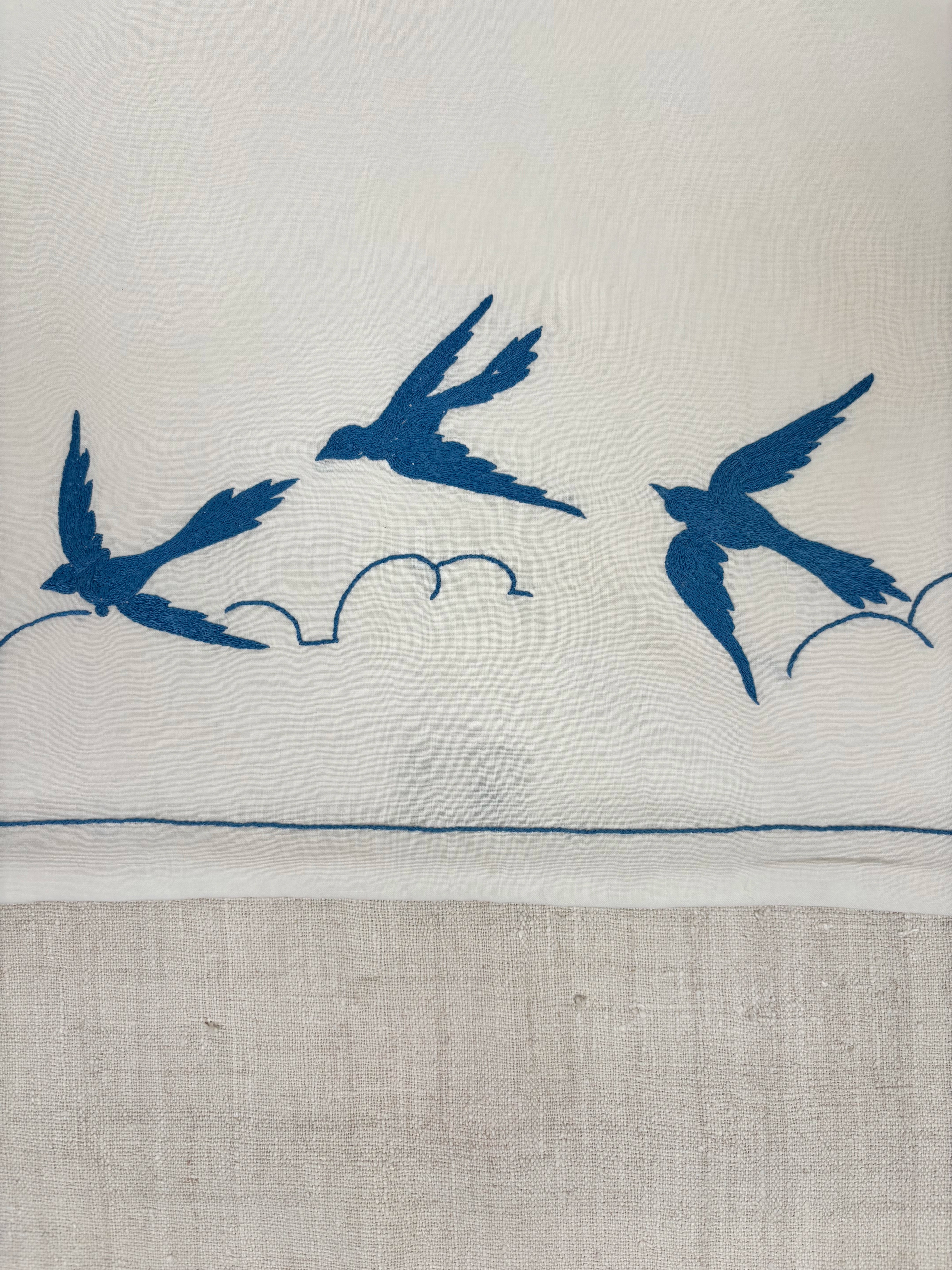 Blue swallows pillowcase