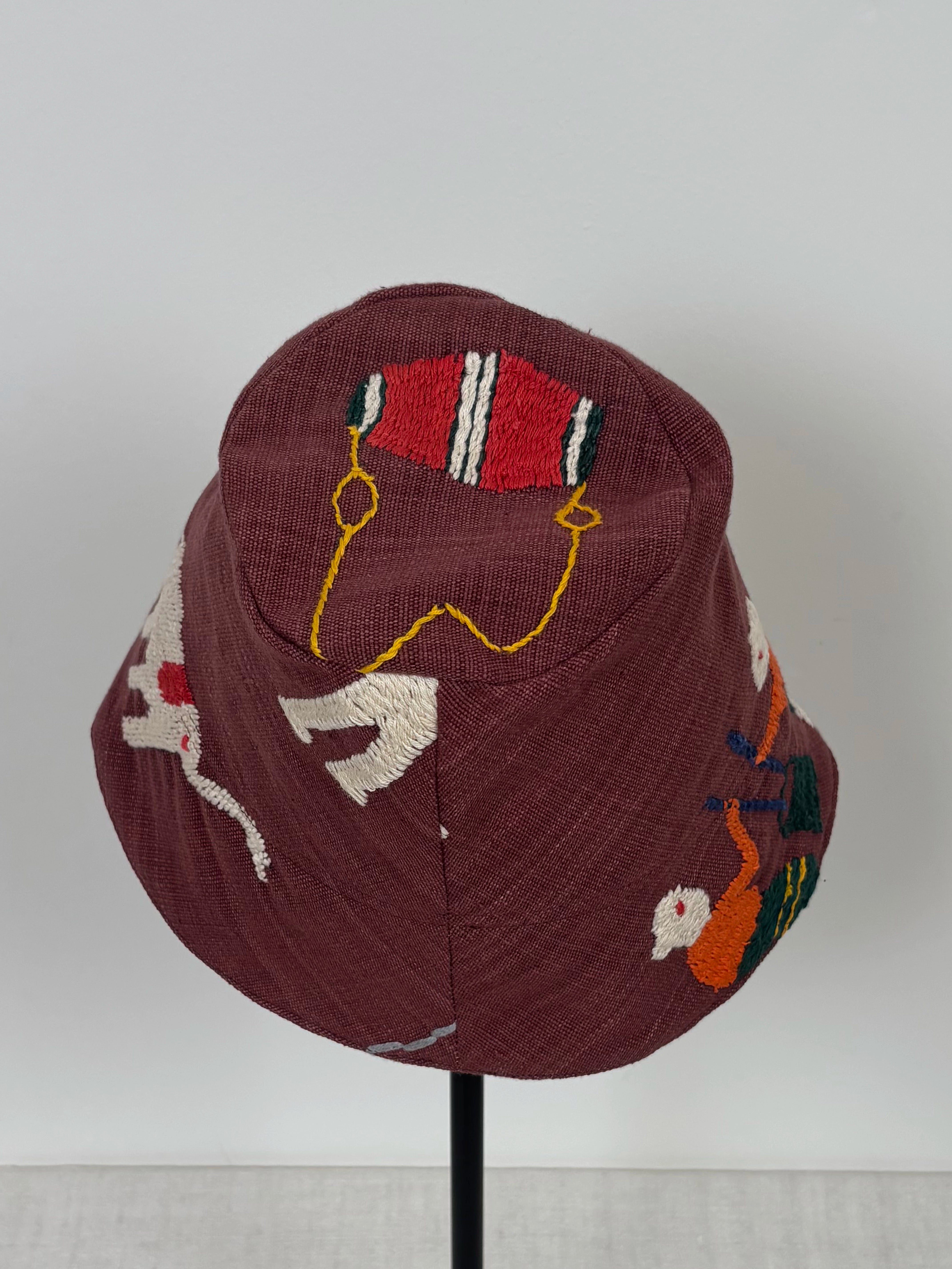 Two elephants scene hat