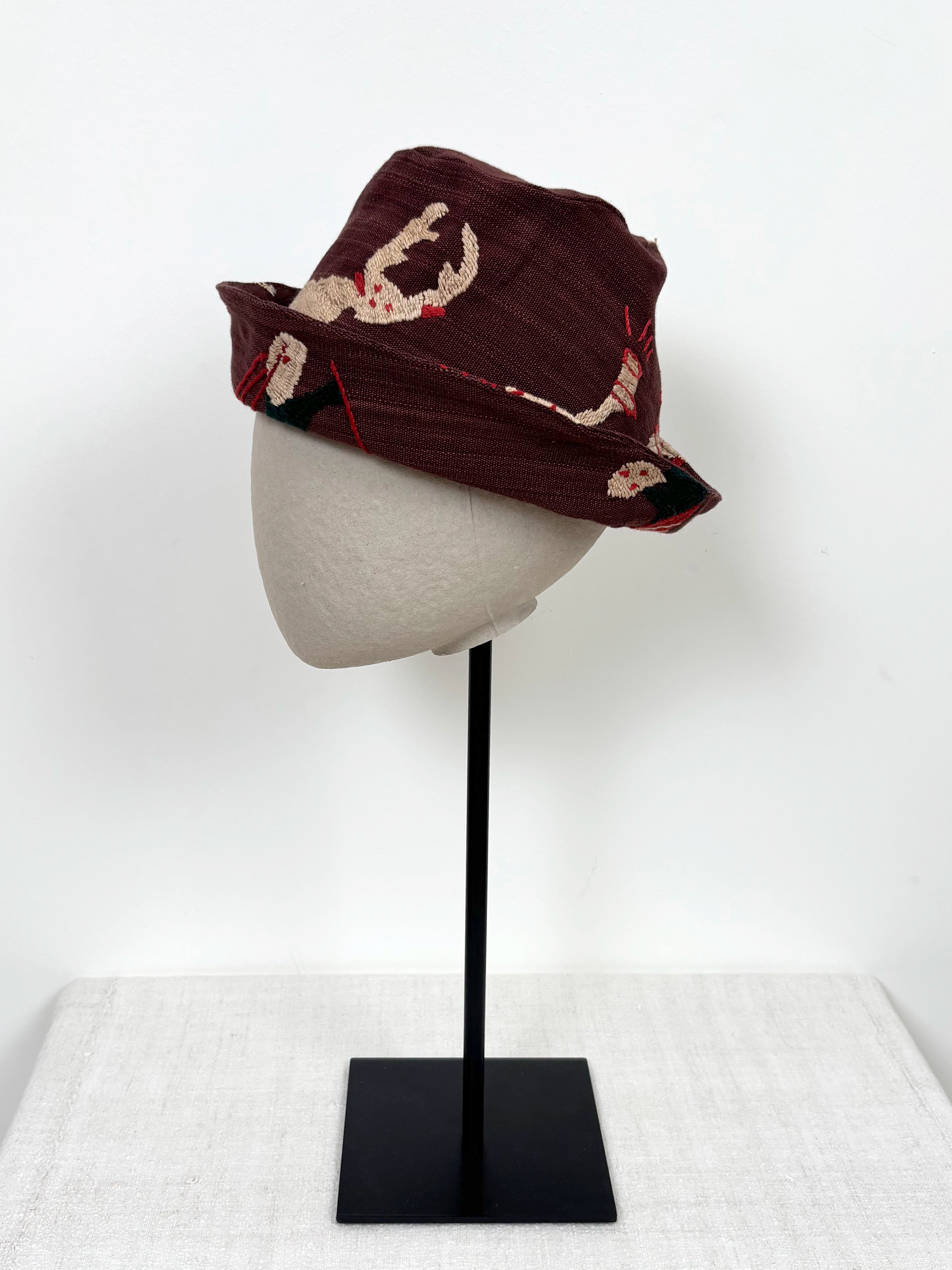 White reindeer scene hat
