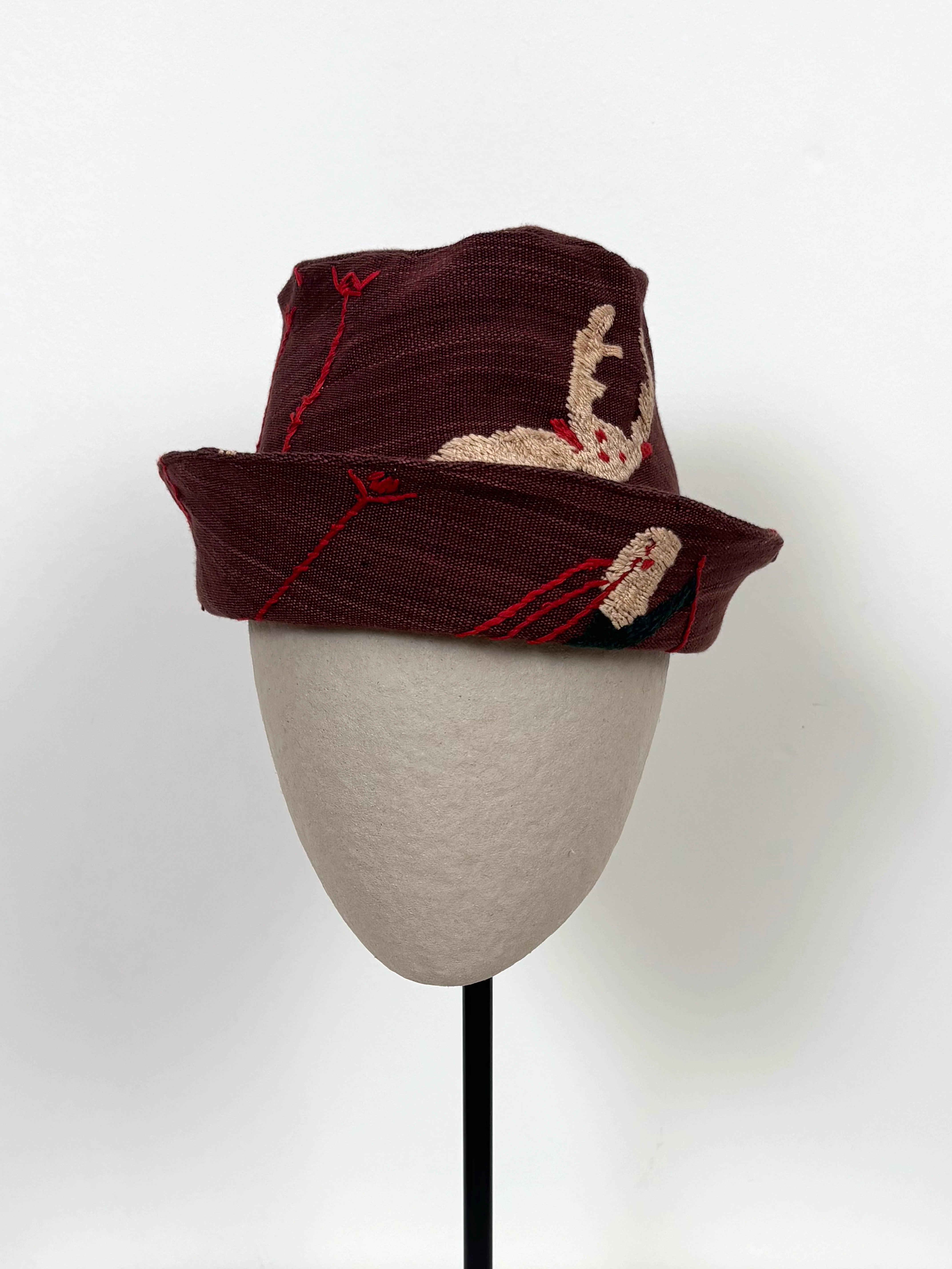 White reindeer scene hat