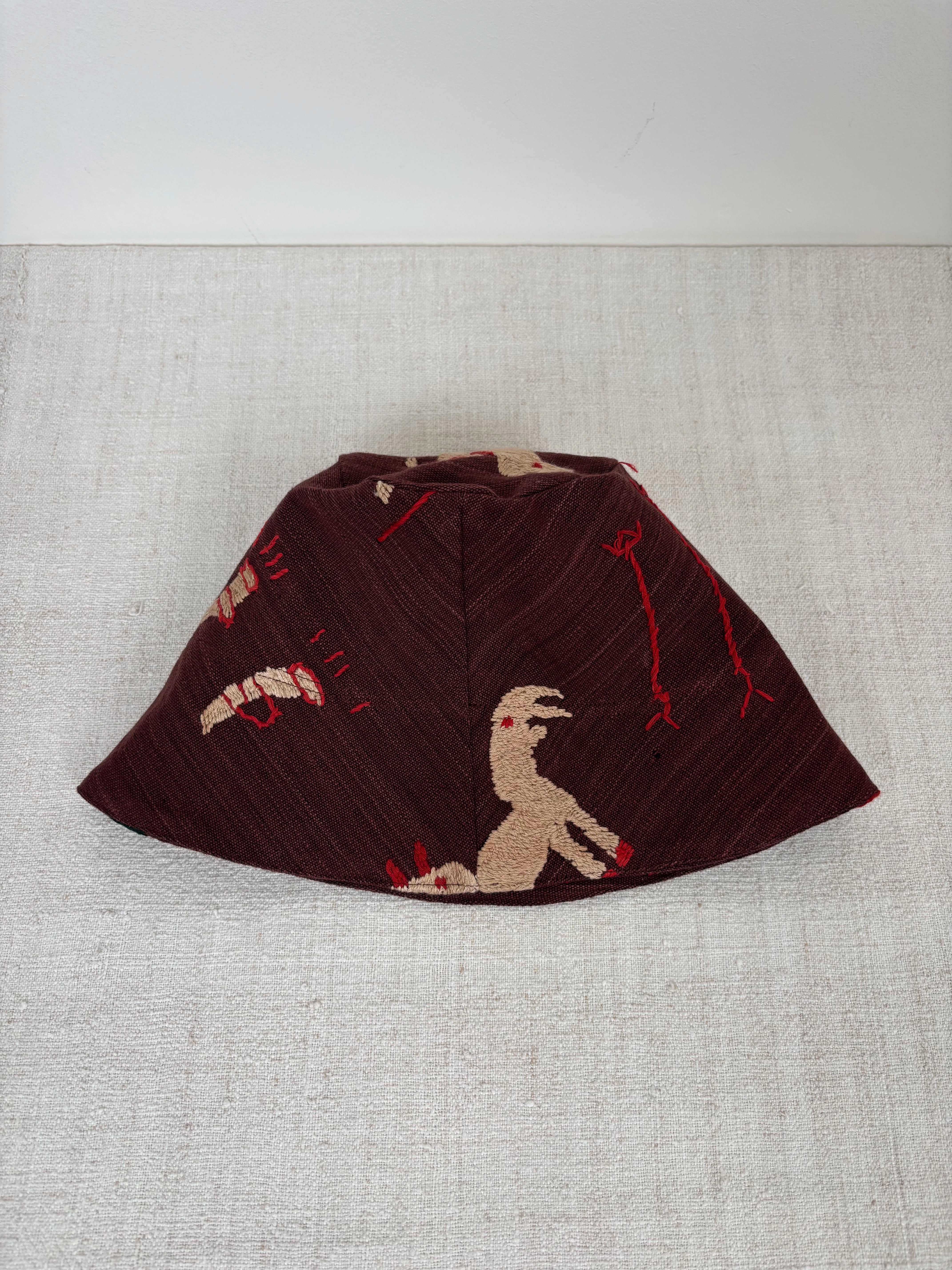 White reindeer scene hat