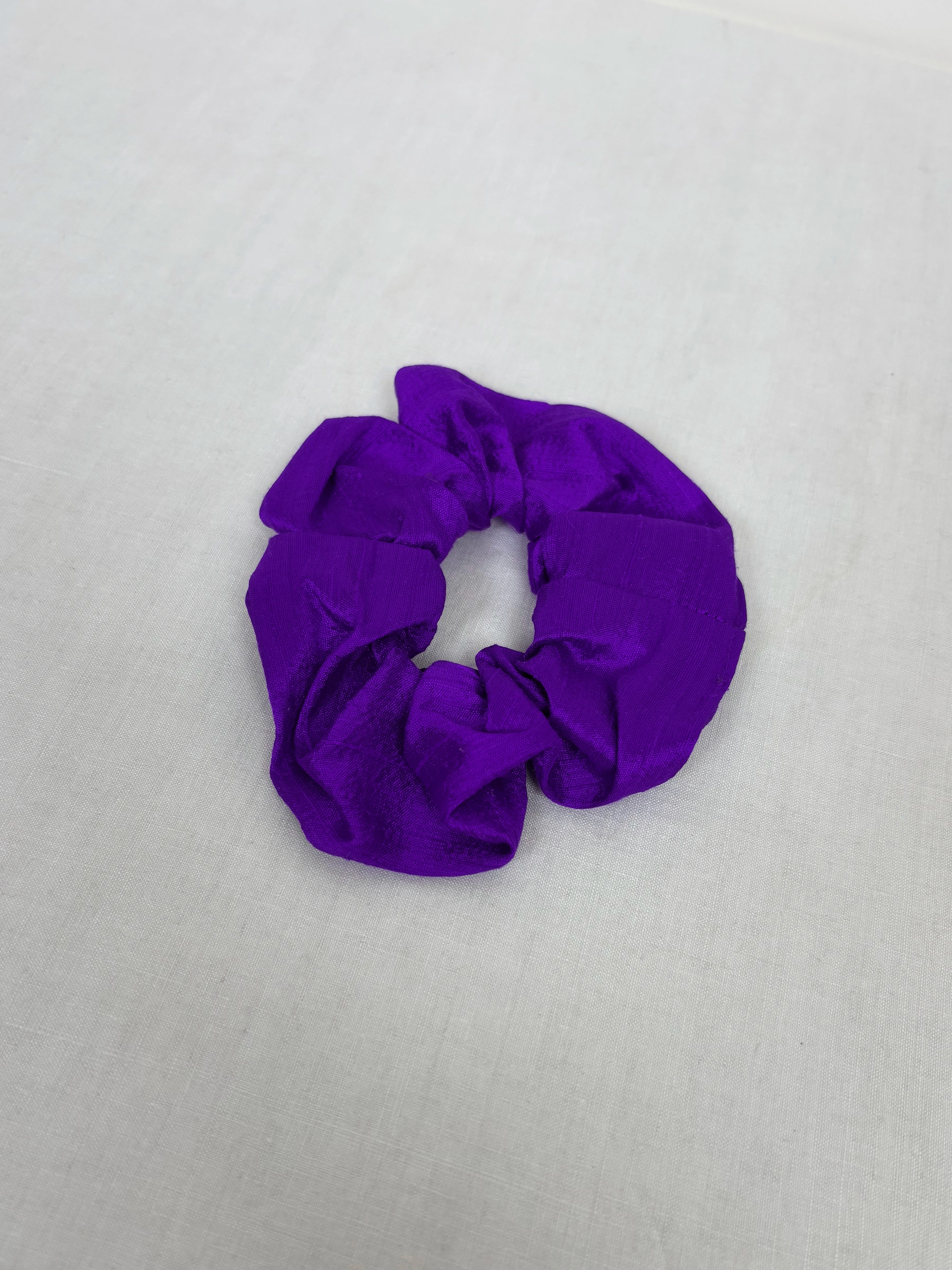 Bright purple silk scrunchie