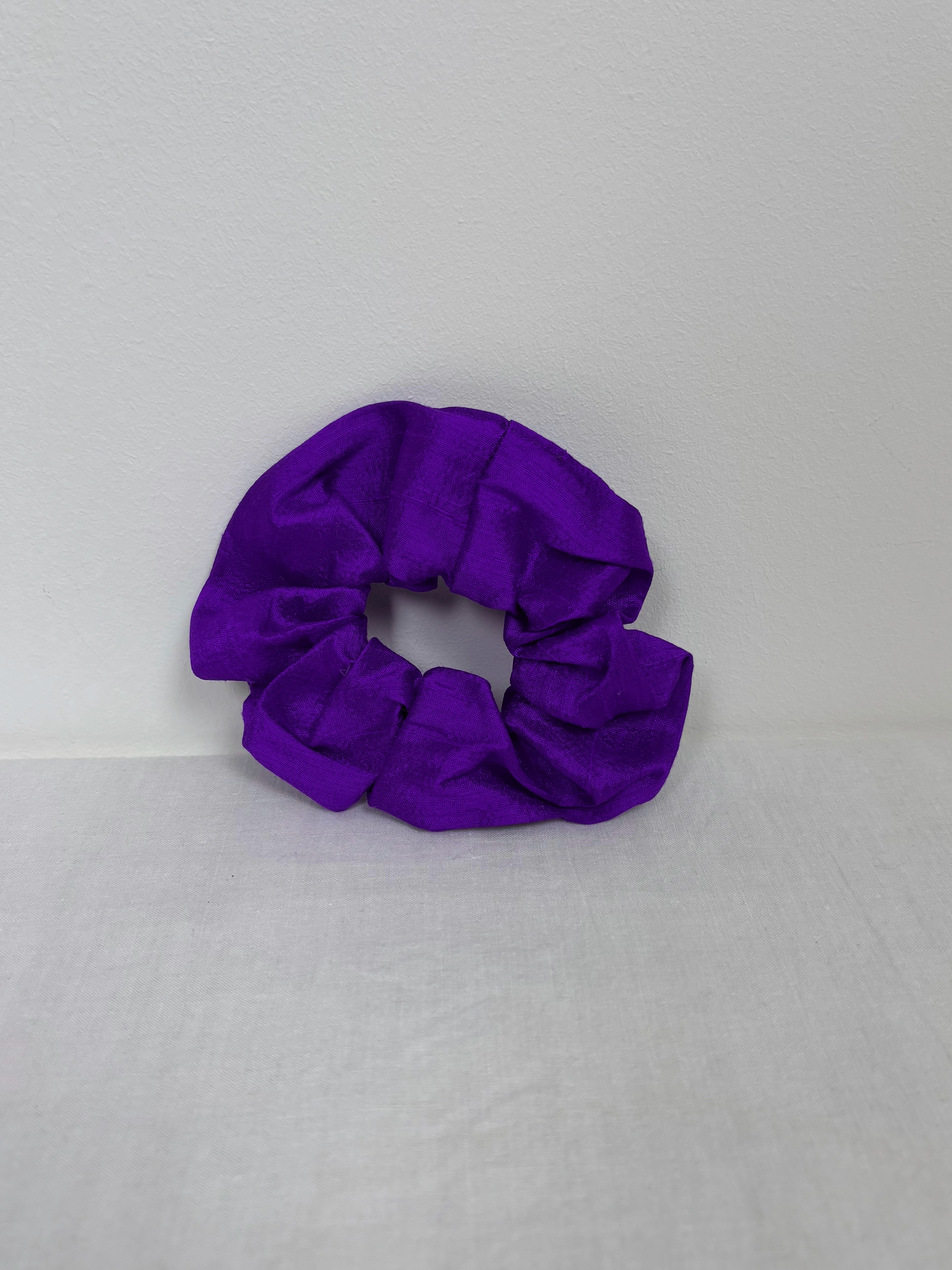 Bright purple silk scrunchie