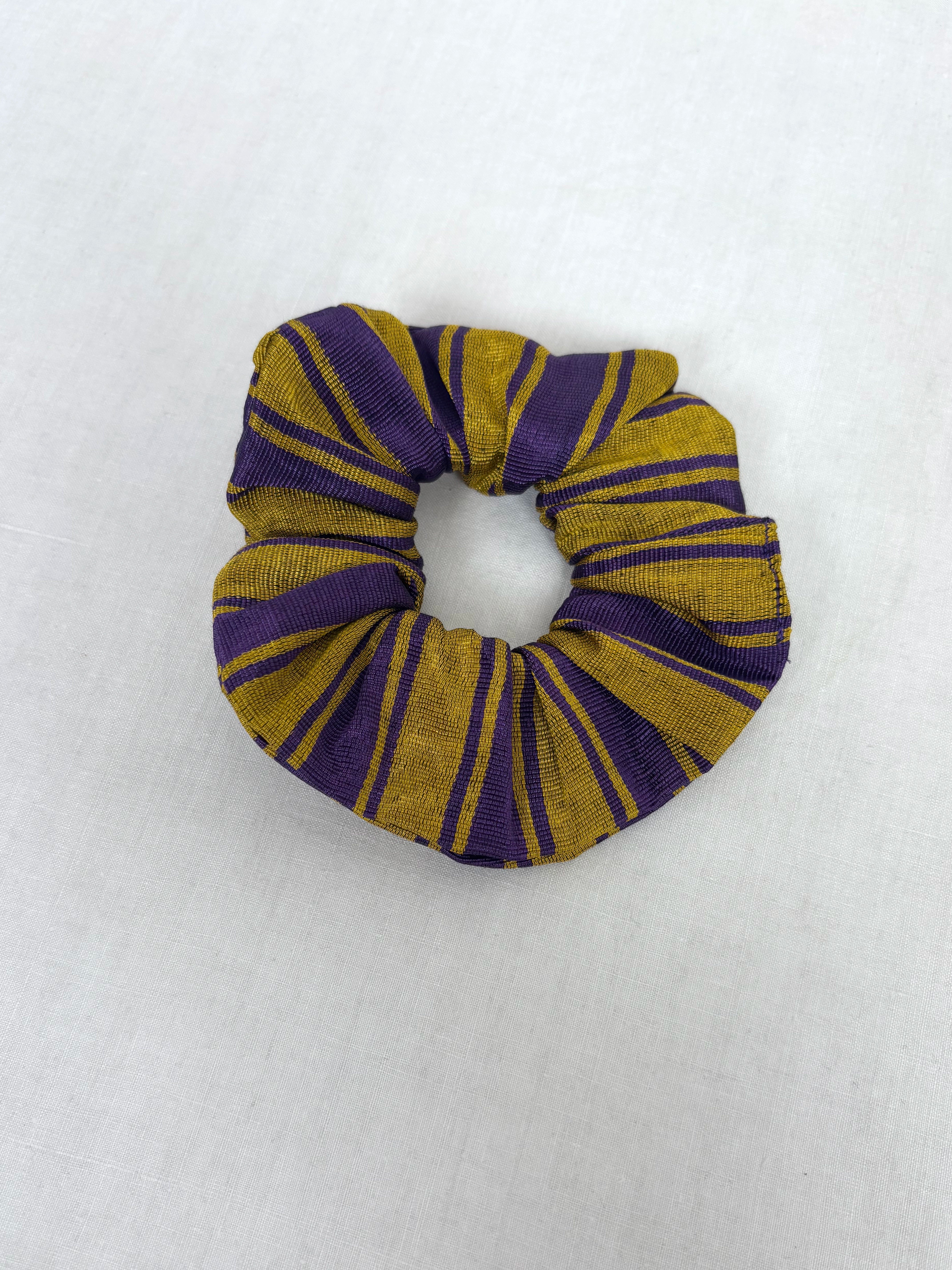 Gold & purple silk scrunchie