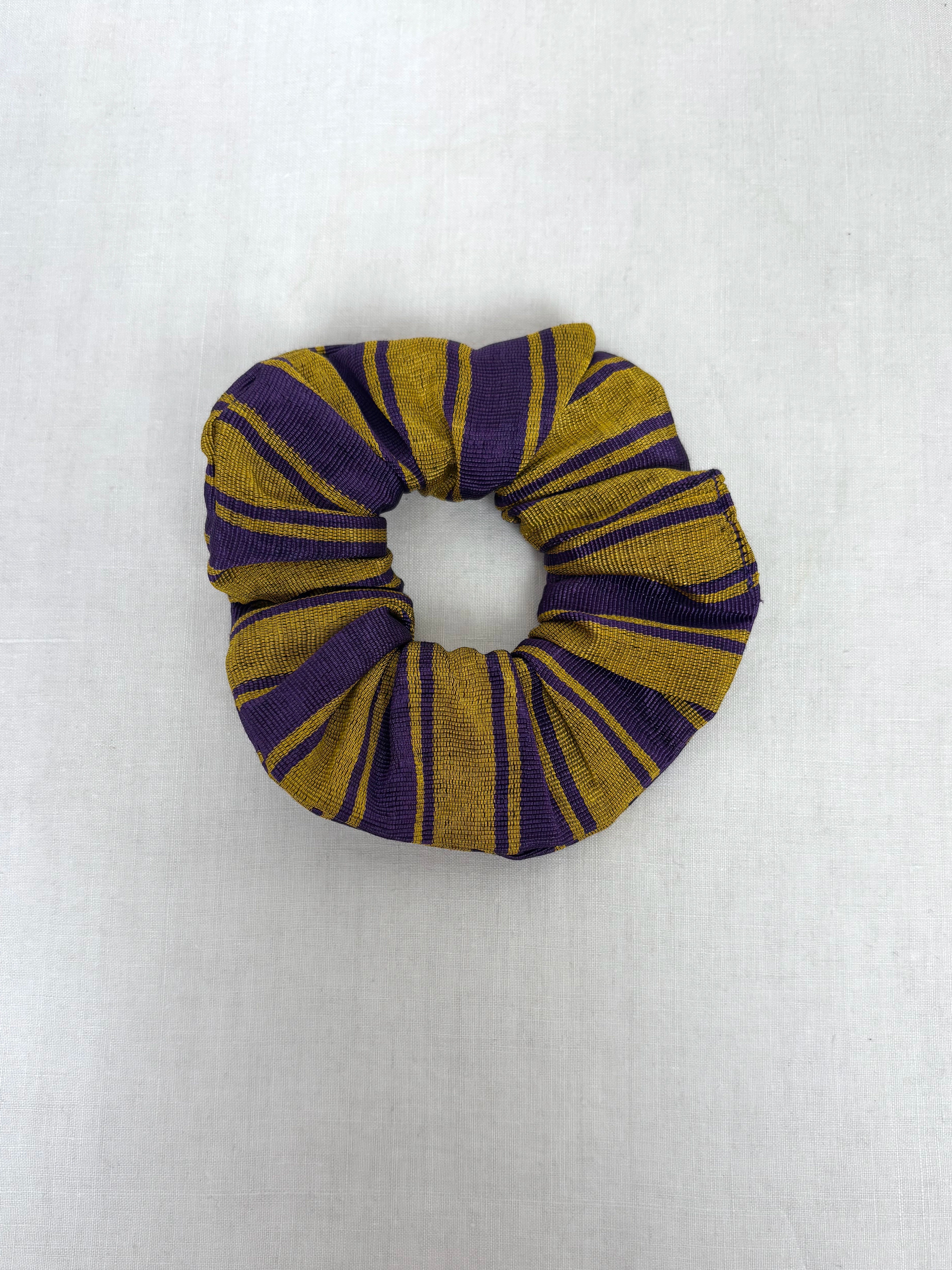 Gold & purple silk scrunchie