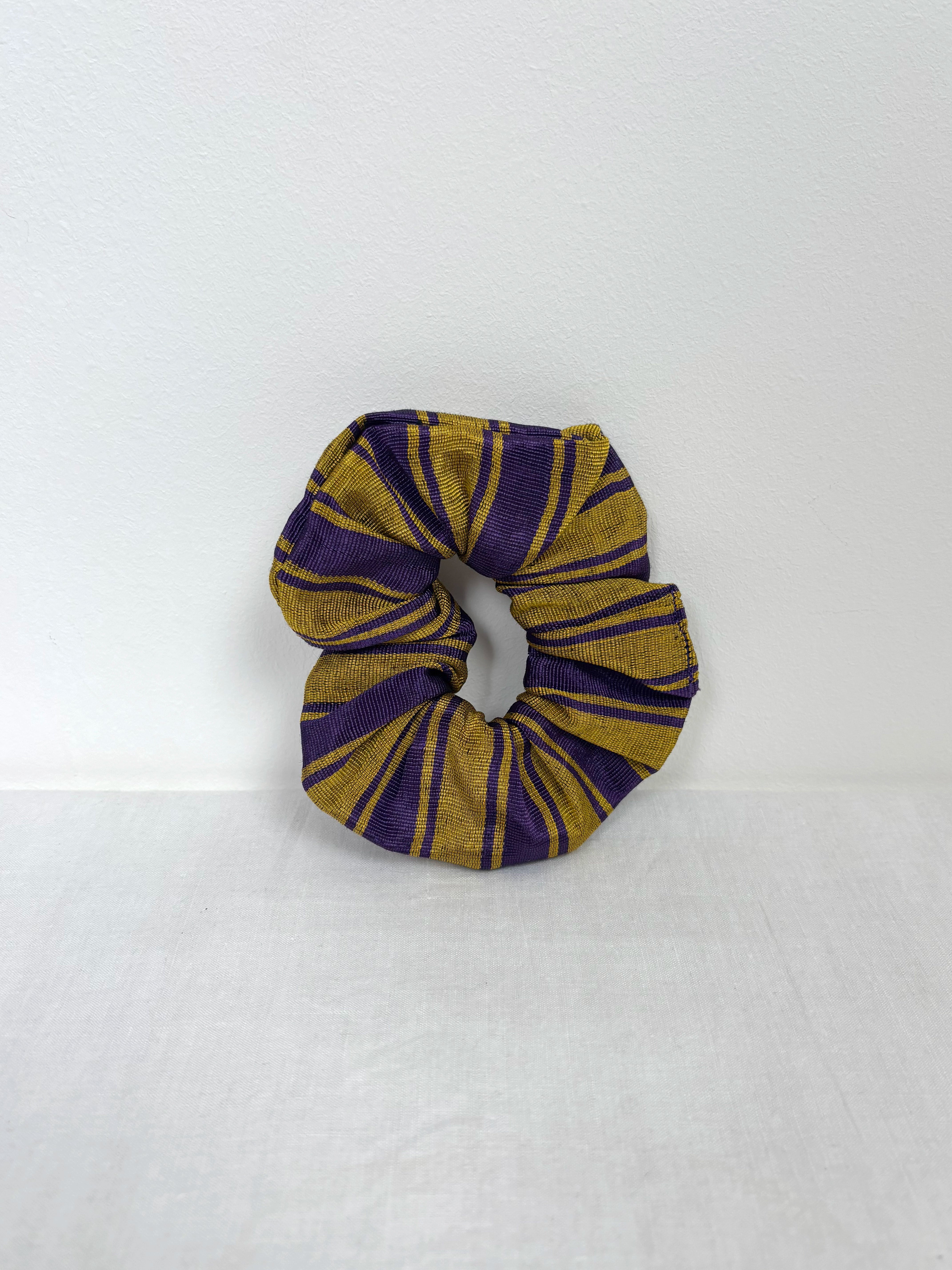 Gold & purple silk scrunchie