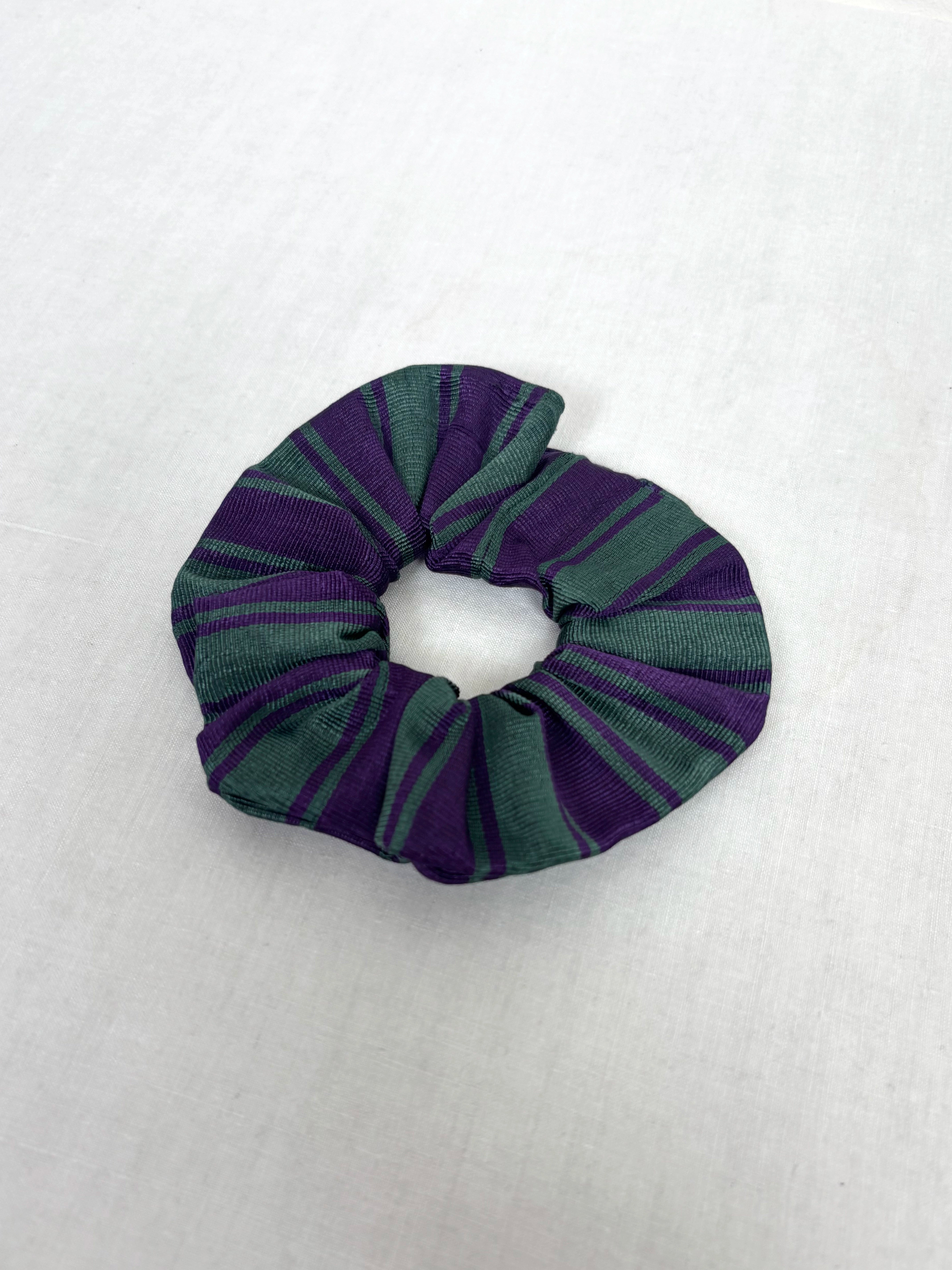 Green & purple silk scrunchie