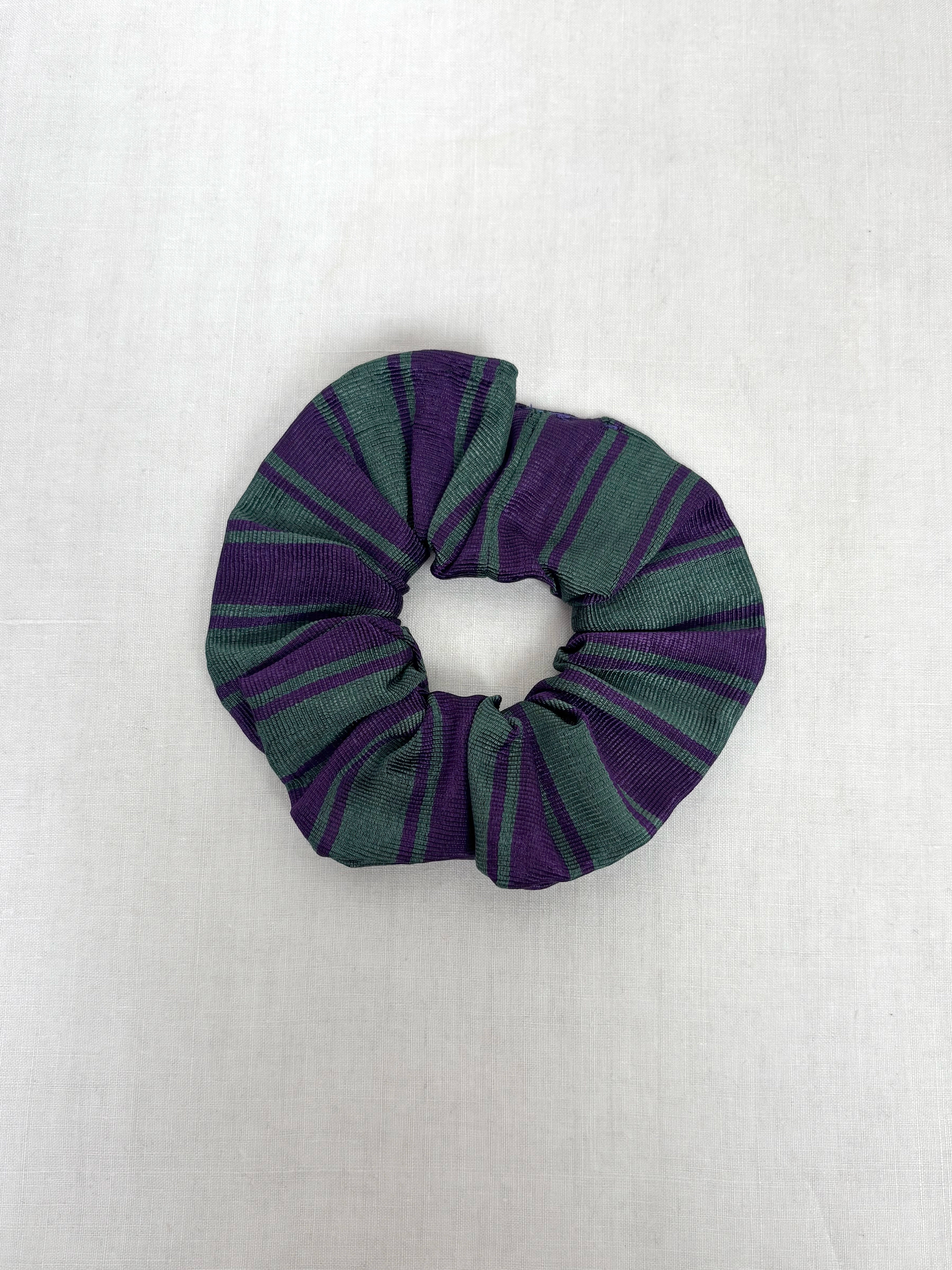 Green & purple silk scrunchie