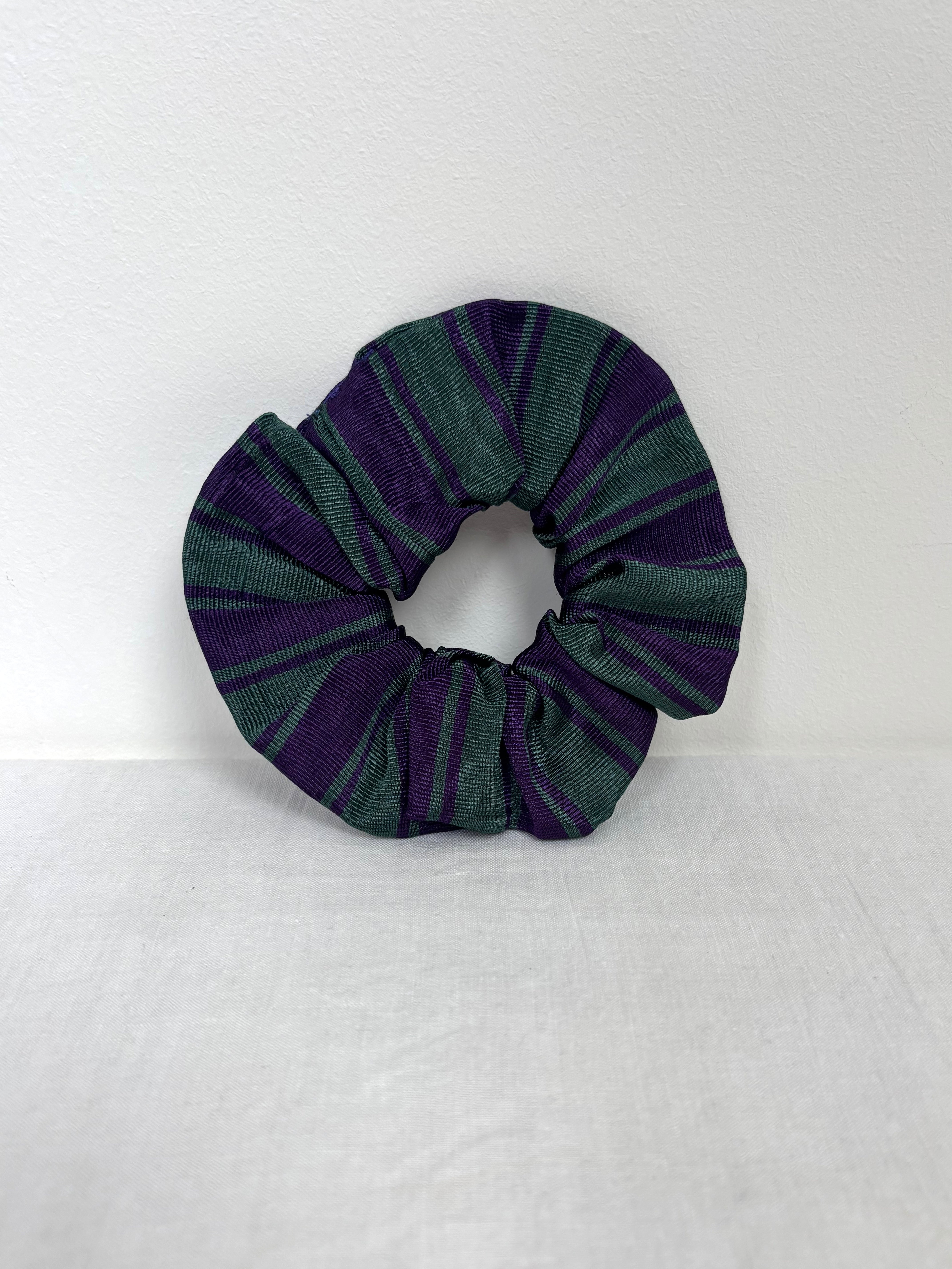 Green & purple silk scrunchie