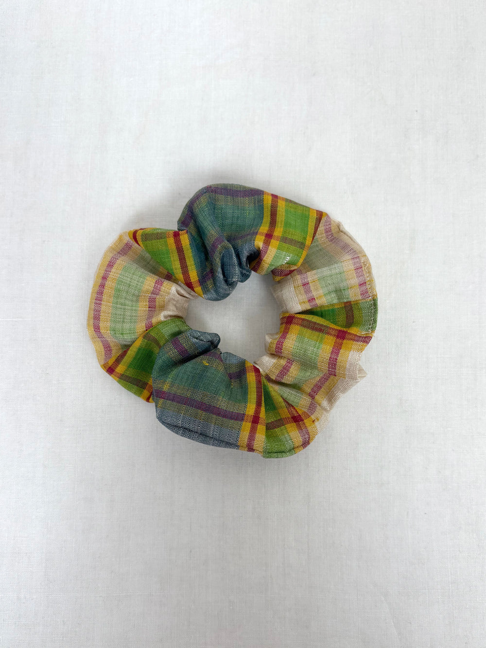 Checked silk scrunchie