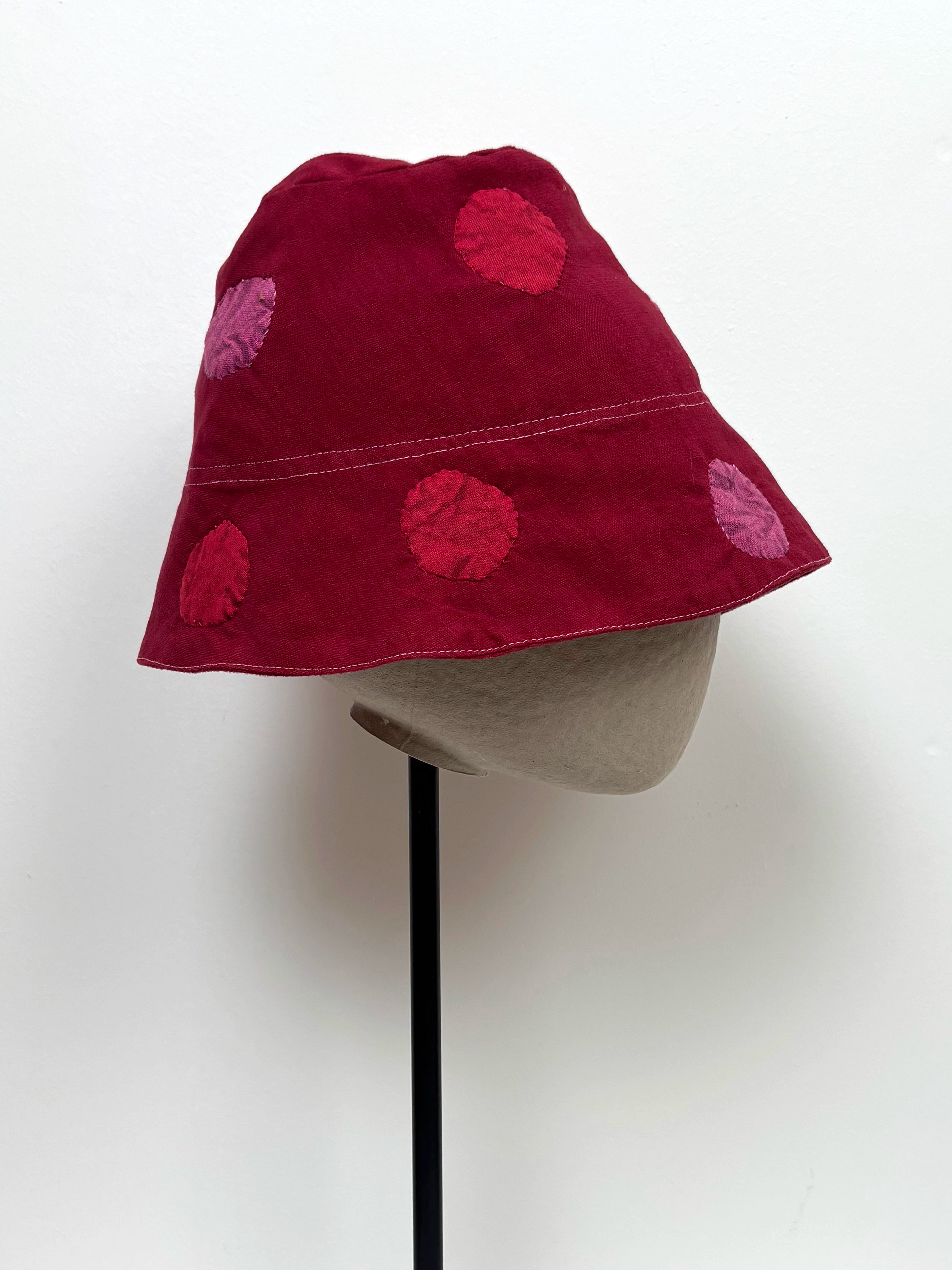 Maroon polka-dot bucket hat - Limited edition
